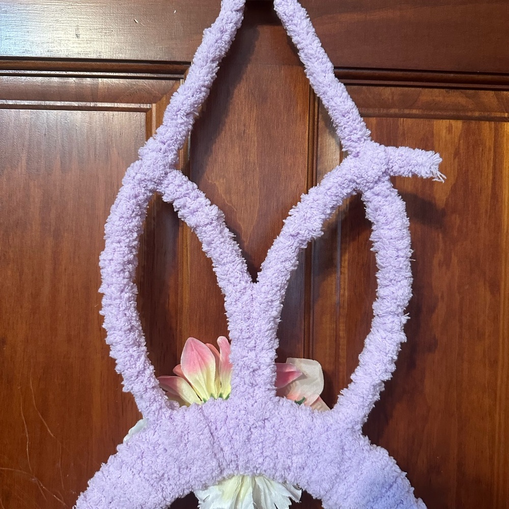 Handmade Purple Bunny Wreath With Flowers - Picture 10 of 16